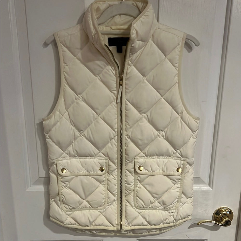 J. Crew Quilted Ivory Puffer Vest